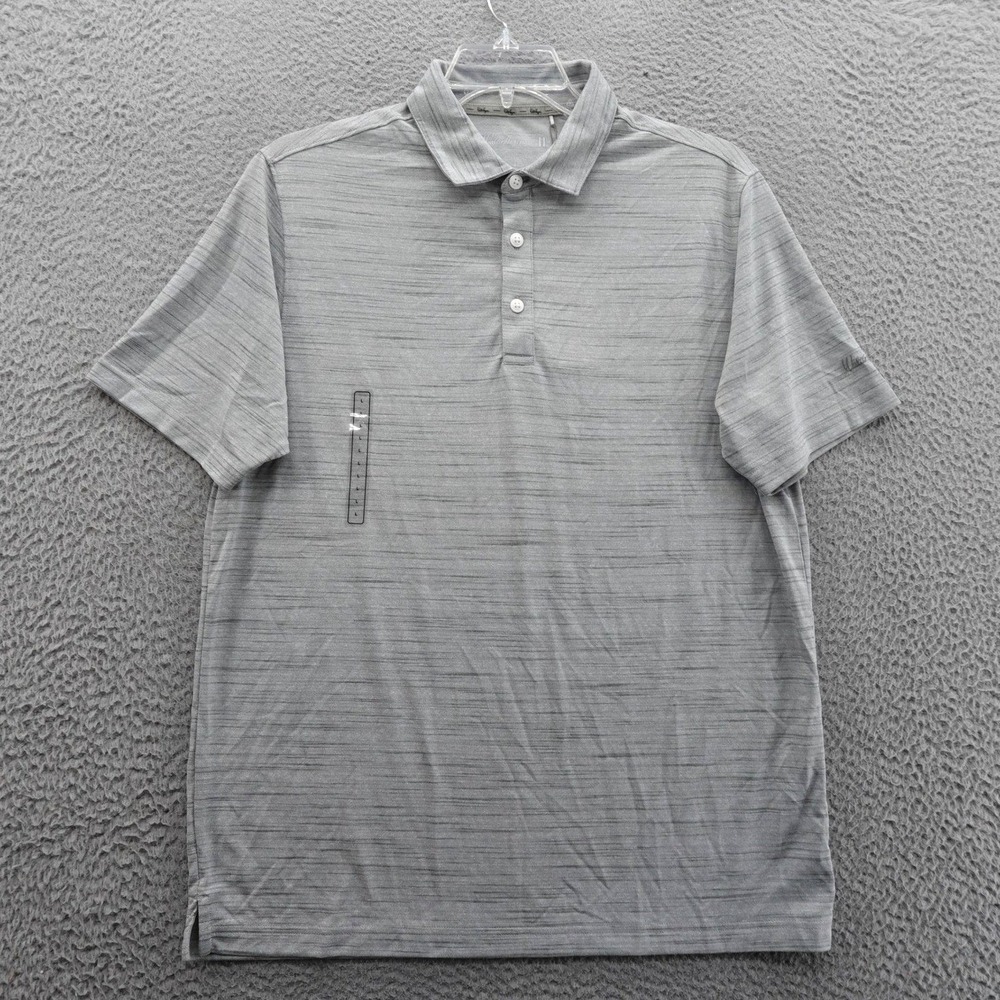 Walter Hagen Mens Clubhouse Striation Pique Polo Shirt Gray Large NEW
